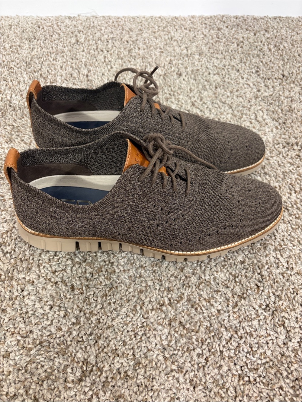 Cole Haan Brown Knit Lace-Up Oxfords - Picture 4 of 8